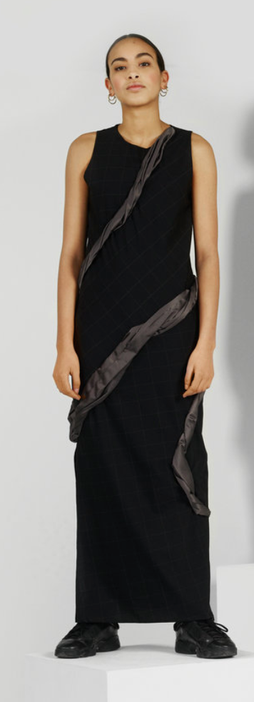 Buy BLACK & GREY DRAPED DRESS ARCHIVE online from Elaine Hersby